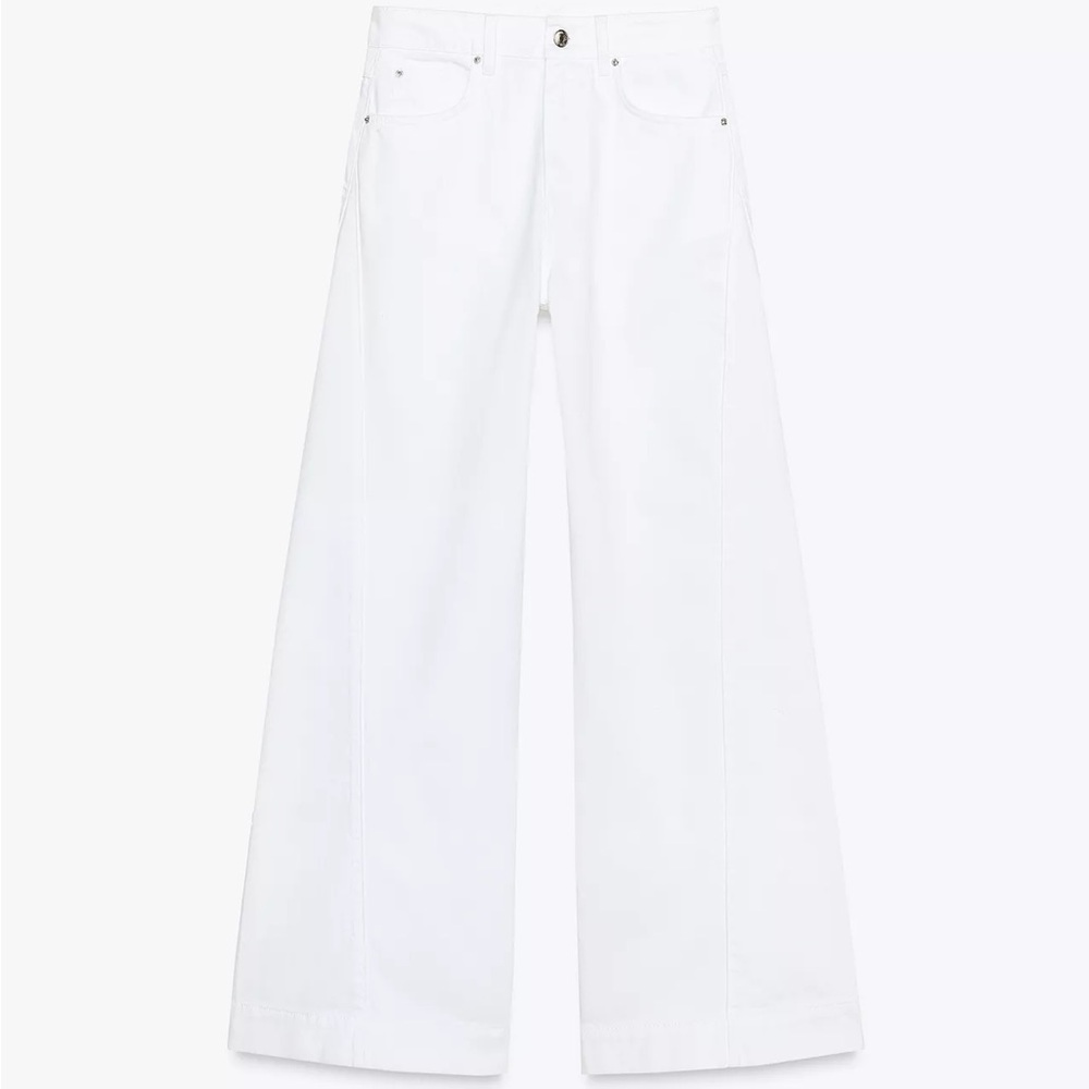Zara White Wide Leg Jeans